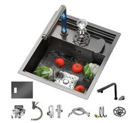 Lavelli da Cucina Lavello Invisibile Cucina con Lavabicchieri Mini Bar Ad Isola in Acciaio Inossidabile con Slot Singolo Piccolo Lavello A Sifone Rubinetto Ad Alzata Estraibile Facile Pulire