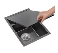 Lavelli da cucina Lavello Invisibile In Acciaio Inox Con Coperchio Di Scarico Del Rubinetto Pieghevole Per Bar, Camper, Piccola Cucina Lavabo Da Incasso A Scomparsa Per Il Lavaggio Delle Verdure(35*45