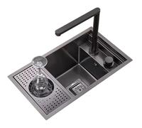 Lavelli da cucina Lavello Invisibile In Acciaio Inox Con Lavabicchieri Lavello A Scomparsa Bar Ristorante Caffetteria Lavello Piccolo Camper Con Coperchio, Alzata Rubinetto Risparmiare Spazio (Color