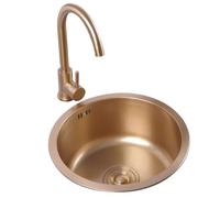 Lavelli da cucina Lavello Tondo Da 32/36/40 Cm Con Rubinetto Bellissimo Lavandino Dorato Del Bar Del Ristorante Cucina Balcone RV Lavello In Acciaio Inox Facile Da Pulire ( Color : Gold , S : 40*40*19