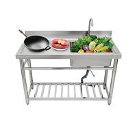 Lavelli di Servizio lavello in Acciaio Inossidabile da 47 2 Pollici Commerciale a Vasca Singola con Rubinetto per Acqua Calda e Fredda banco Lavoro ripiano Grande Lavanderia cucin