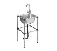 Lavelli in acciaio inox, miscelatore per acqua calda e fredda, lavello da catering indipendente per tavolo da pranzo, cucina, lavello industriale per garage, lavanderia con scarico del rubinetto (37x