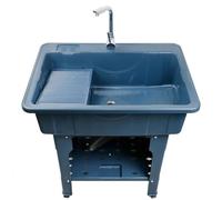Lavelli in Plastica PP per Lavanderia, Lavello da Cucina Indipendente con Washboard e Piedini Regolabili, Lavello da Cucina Vasca Singola per Lavanderia, Garage, Esterno
