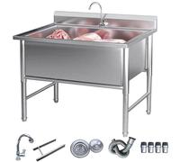 Lavelli Per Lavanderia,lavello Da Cucina Per Postazione Di Lavoro,lavello In Acciaio Inossidabile,lavello Commerciale Indipendente,lavello Da Cucina Profondo A Vasca Singola (120cm/47.2in)