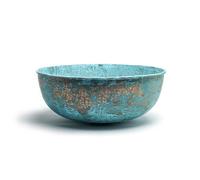 Lavello 100% rame martellato a mano per cucina e bagno con tappo di scarico incluso, varie finiture/dimensioni (patina blu, 35 cm)