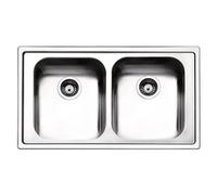 Lavello 2 vasche (86x50cm) LINEAR Inox Spazzolato LN862IBC