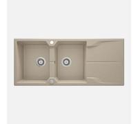 Lavello 2 vasche gocciolatoio Idrostile Florida sifone 500x224 mm sabbia Sabbia