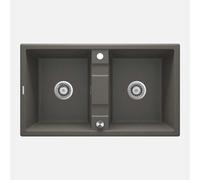 Lavello 2 vasche Idrostile Güines sifone 500x220 mm antracite metallizzato Antracite metallico