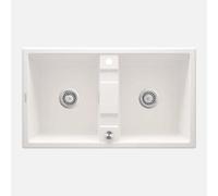 Lavello 2 vasche Idrostile Güines sifone tappetino 500x220 mm alabastro Alabastro