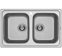 Lavello 79x50Cm Lavello Incasso Athena Con Foro Per Rubinetto Lavello Doppio