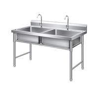 Lavello a doppia vasca con supporto, lavello for lavastoviglie da cucina domestica, semplice lavabo da terra for lavare le mani(0.8mm)