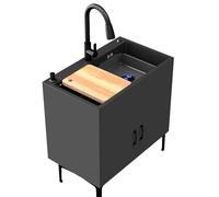 Lavello a doppia vasca in acciaio inox con gambe regolabili Lavandino portatile con miscelatore freddo rubinetto e scarico di grado industriale perfetto per uso commerciale