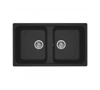 ELLECI Lavello Cucina 2 Vasche da Incasso Larghezza 86 Cm materiale Granitek Serie Life 450 colore Nero 40 - LG245040