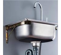 Lavello A Una Vasca,Lavello in Acciaio Inox per montaggio a parete Facile da Pulire Lavello per lavanderia con rubinetto e scarico Lavandino da Esterno Autoportante Per Interni Ed Esterni