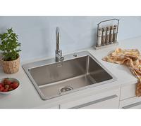 Respekta Chicago Lavello in Acciaio Inox/Lavello da Incasso 1 Vasca in 60 x 50 cm/Lavello in Acciaio Inox adatto per basi da 60 cm di larghezza
