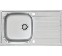 Respekta Dallas Lavello in Acciaio Inox / Lavello da Incasso 1 Vasca in 86 x 50 cm / Lavello in Acciaio Inox adatto per basi da 50 cm di larghezza