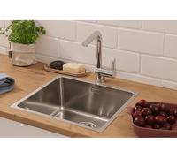 Respekta Detroit Lavello in Acciaio Inox/Lavello da Incasso 1 Vasca in 49 x 44 cm/Lavello in Acciaio Inox adatto per basi da 50 cm di larghezza