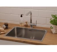 Respekta Detroit Lavello in Acciaio Inox/Lavello ad Incasso con 1 Vasca da 59 x 43,5 cm/Lavello in acciaio inox adatto per basi sottolavello a partire da 60 cm di larghezza