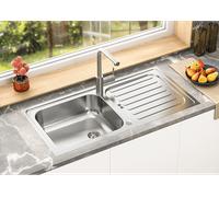 Respekta Riverside Lavello in Acciaio Inox / Lavello da Incasso 1 Vasca in 100 x 50 cm / Lavello in Acciaio Inox con Sgocciolatoio Adatto per Basi da 60 cm di Larghezza
