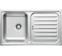 Respekta Riverside Lavello in Acciaio Inox / Lavello a 1 Vasca da Incasso in 86 x 50 cm / Lavello in Acciaio Inox con Scolapiatti adatto per basi da 50 cm di larghezza