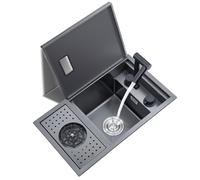 Lavello A Vasca Singola Con Coperchio, Rubinetto Pieghevole E Lavabicchieri - Lavello Nascosto In Acciaio Inox Per Lavaggio Verdure, Bar, Camper, Isola Cucina(58 * 26 * 22cm)