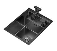 Lavello a vasca singola in acciaio inox con rubinetto pieghevole e | Design nascosto con rubinetto pieghevole; supporta l'installazione sopra il bancone, a filo o sotto il bancone in due