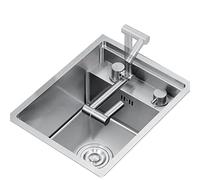 Lavello a vasca singola in acciaio inox con rubinetto pieghevole e | Design nascosto con rubinetto pieghevole; supporta l'installazione sopra il bancone, a filo o sotto il bancone in due
