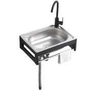 Lavello a vasca singola in acciaio inox, montaggio a parete, per lavanderia, garage, interno/esterno, ristorante, uso industriale