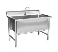 lavello a Vasca Singola Lavello,lavello industriale commerciale in acciaio inossidabile,Cucina Mobile per Uso Domestico Lavello in Acciaio Inox,con Rubinetto e Staffa(100cm/39.4in)