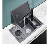 Lavello A Vasca Singola Scomparsa Con Risciacqua-bicchieri E Rubinetto Estraibile Per Acqua Purificata Postazione Di Lavaggio In Acciaio Inox Per Isole Bar O Caffetterie(60 * 40 * 22cm)