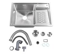 Lavello Acciaio Inox 304, Vasca Singola, Dimensioni 68x45cm, Profondità 21cm - Acciaio Spesso 0,6cm, Silenzioso con Riduzione Rumore, Installazione Topmount Facile e Versatile