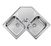 Lavello ad angolo acciaio inox satinato PLADOS REFRESH 8320 due vasche più scolapiatti