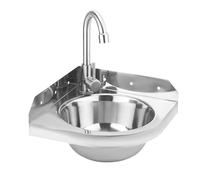 Lavello Ad Angolo Triangolari In Acciaio Inox Lavello Vasca Singola Lavabo Con Montaggio A Parete Lavello Con Rubinetto Ideale Per Camper Barca Bagno Cucina (Edelstahl 201)
