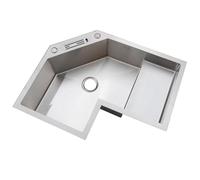 Lavello Angolare da Cucina in Acciaio Inox, Vasca Singola Fatta a Mano, Lavabo per Cucina e Balcone Con Tubo di Scarico (B)