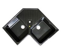 Lavello angolare da cucina in Cristalite a 2 vasche Samet