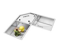 Lavello angolare da cucina Lavandino doppio lavello ad angolo multifunzionale in acciaio inossidabile Lavandino lavello con supporto per coltelli Bancone bar Balcone Vino Cabinet Lavandino Set