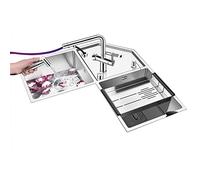 Lavello Angolare da Cucina Multifunzionale in Acciaio Inossidabile - Doppio Lavandino Con Supporto per Coltelli, Bancone Bar, Balcone, Vino Cabinet Set