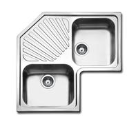 Lavello angolare da incasso ROAN2IBC 2 vasche con gocciolatoio 83x83 cm inox