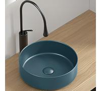 Lavello angolare in ceramica verde, lavabo artistico rotondo per piccoli gabinetti e mobiletto da toeletta, 40 x 40 x 12 cm, lavello da appoggio per bagno e guardaroba