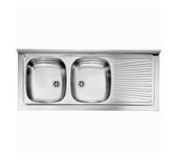 Lavello appoggio 120x50 2 vasche e gocciolatoio destro Mondial inox