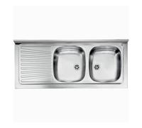 Lavello appoggio 120x50 con 2 vasche e gocciolatoio sinistro Mondial inox