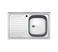 Lavello appoggio acciaio inox 80x50 cm una vasca e gocciolatoio sinistro SA216