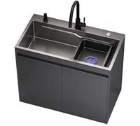 Lavello Autoportante con Mobile 68x45x85cm Acciaio Grigio | Resistente agli agenti atmosferici per giardino, garage, cantina e lavanderia, include rubinetto e kit di scarico