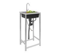 Lavello autoportante, in acciaio inox, con una ciotola, con miscelatore monocomando girevole a 360°, per interni ed esterni, 45 x 40 x 75 cm