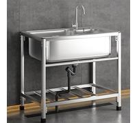 Lavello autoportante,Lavello in Acciaio Inox con Rubinetto Lavandino Commerciale 58x43x75cm Lavandino Camper per Cucina, Ristorante, Caffè, Garage, Interno, Esterno
