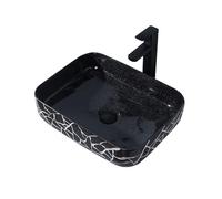 Lavello Bagno Lavabo da appoggio moderno e minimalista in ceramica nera con rubinetto set di scarico Controsoffitto moderno