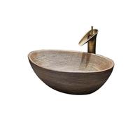 Lavello Bagno Lavandino da bagno con rubinetto e scarico, set di arte in ceramica, lavabo vintage Controsoffitto moderno
