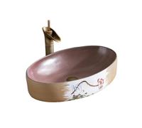 Lavello Bagno Lavandino da bagno in ceramica dipinto a mano Courtyard, squisito lavandino for la casa con rubinetto e set di scarico Controsoffitto moderno