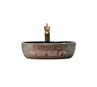 Lavello Bagno Lavandino da bagno in ceramica for appartamento d'albergo, balcone, lavabo artistico con rubinetto e set di scarico Controsoffitto moderno