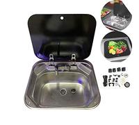 Lavello Camper Caravan RV Caravan Camper Mano Lavandino con Coperchio con Rubinetto Nascosto a Scomparsa per Camper, Roulotte, Camper